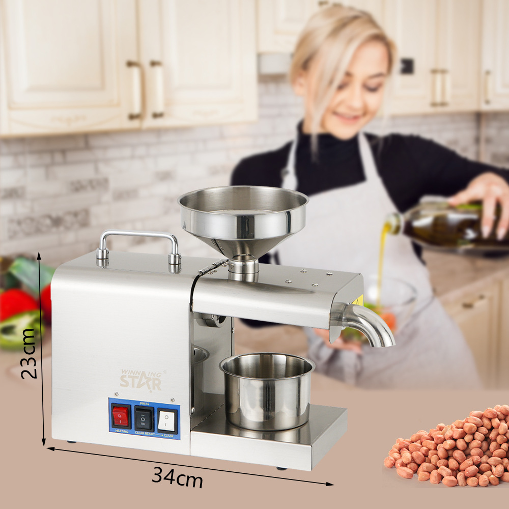 Winning star家用小型不锈钢冷热榨芝麻花生大豆菜籽全自动榨油机详情2