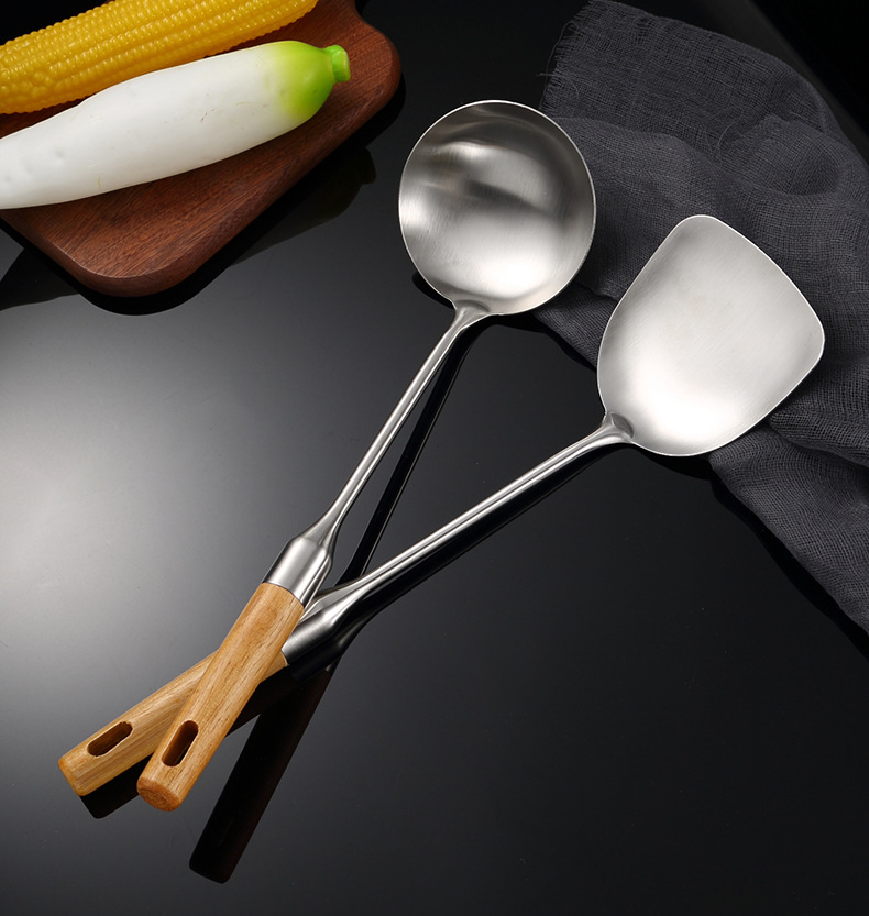 Stainless steel soup spoons, spatulas, kitchenware sets, complete kitchen cooking spatulas wholesale, household kitchenware and cooking utensils pic 13