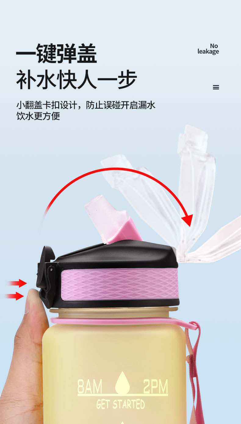 亚马逊塑料杯运动水杯大容量吸管杯便携渐变色太空杯户外健身水壶详情4