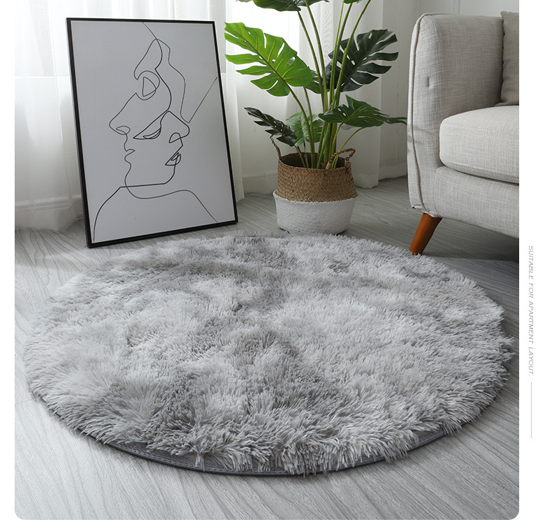 The manufacturer supplies popular INS home tie-dyed gradient round carpets for living rooms, bedrooms, sofas, bedside, bay Windows and footpads pic 11