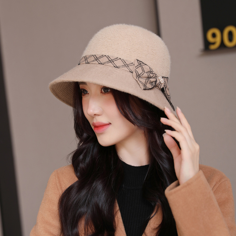 秋冬渔夫帽子女复古可折叠盆帽赫本风优雅保暖针织帽简约文艺礼帽详情3