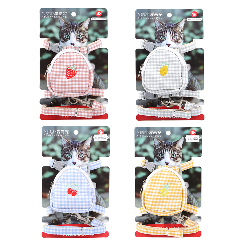 Cross-border fruit bag cat leash, pet cat and dog anti-escape breathable and adjustable chest vest type leash pic 4