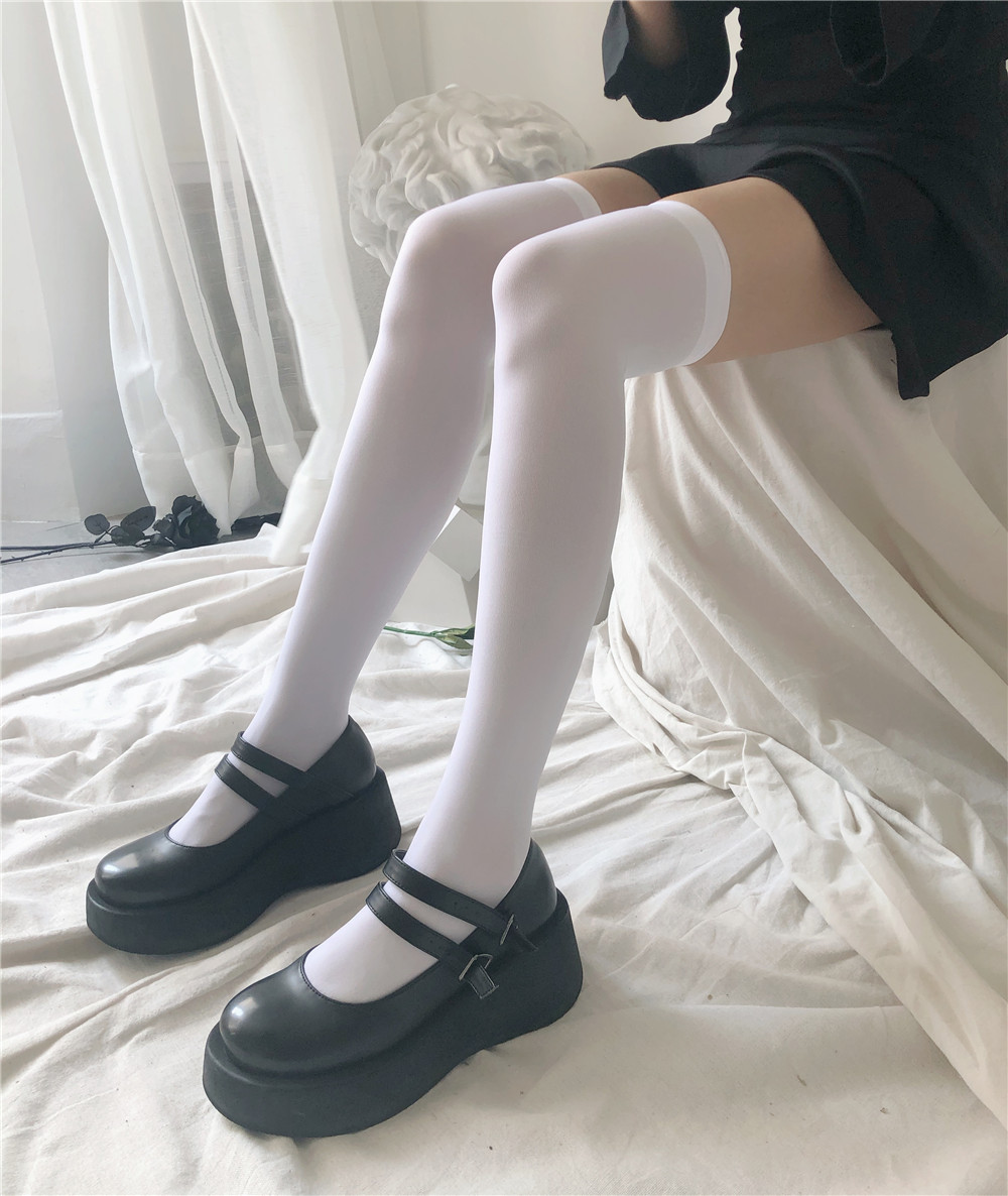 Classic and versatile jk black and white mid-calf knee-high socks that can be worn all year round, featuring non-permeable velvet calf socks pic 37