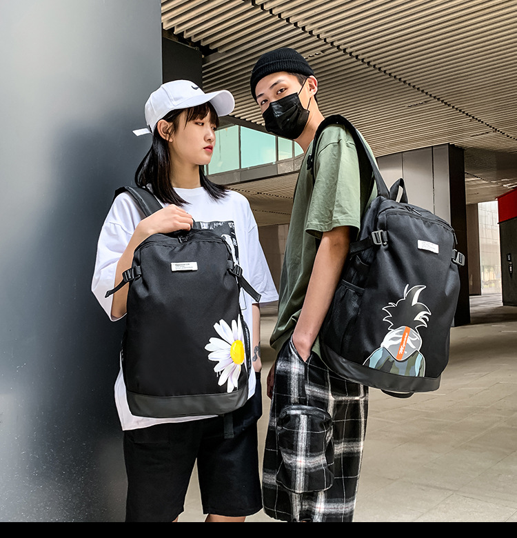2021 Korean version fashionable couple style cartoon print cool backpack, large-capacity trendy schoolbag for junior and senior high school students pic 12