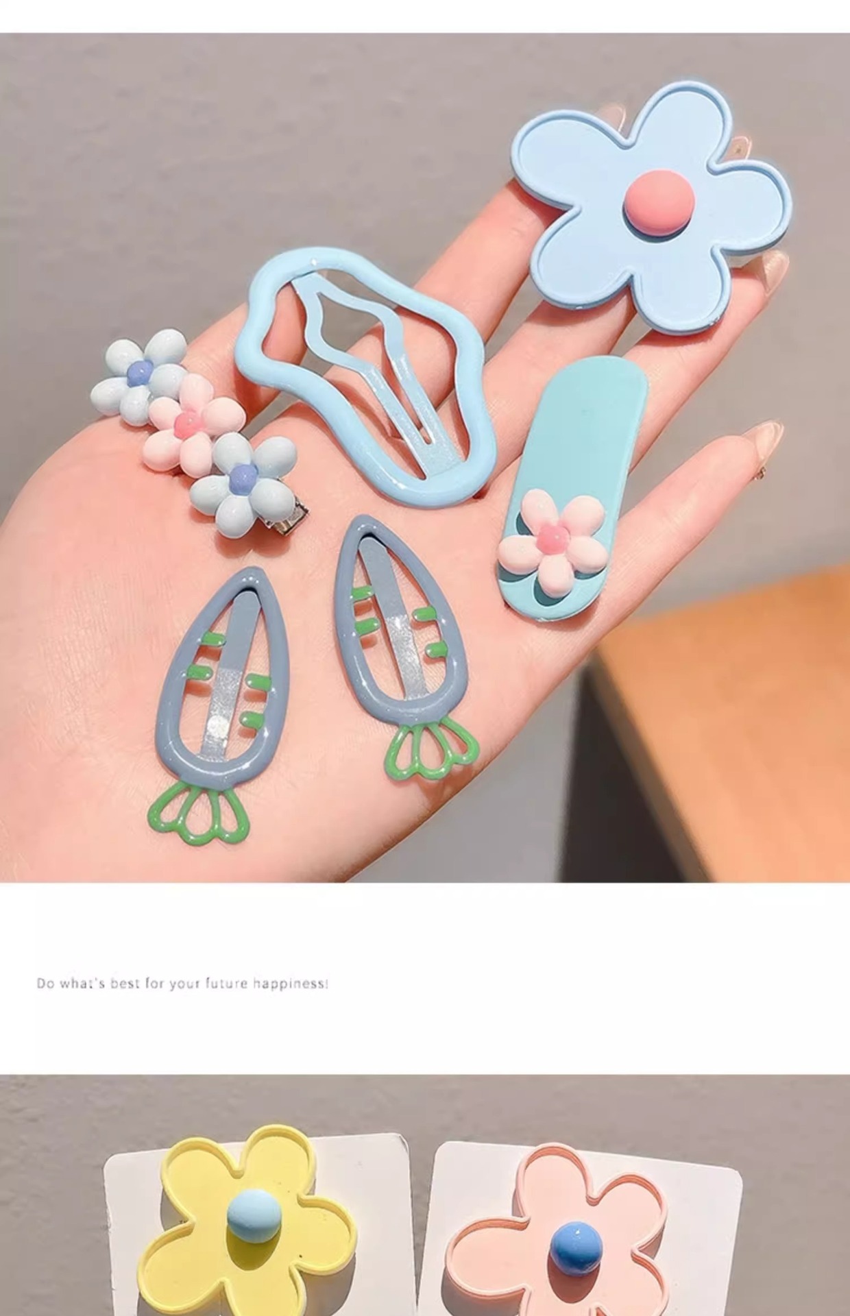 彩色花朵发夹边夹侧边刘海夹子可爱儿童宝宝头饰女童碎发bb夹发卡详情7