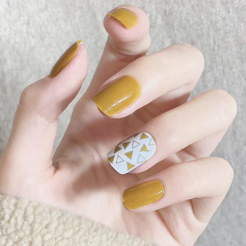 Handmade high-end Long Island iced tea nail art, short square head false nail patches, factory wholesale customization, exclusive for foreign trade pic 6