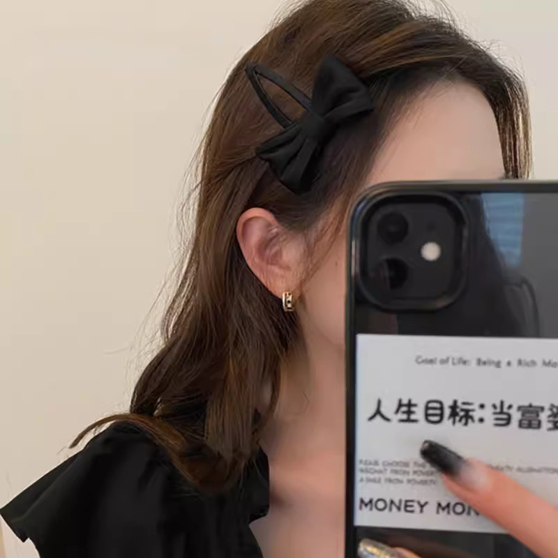 法式气质蝴蝶结发夹女前额碎发刘海夹简约发卡复古碎发bb夹子头饰详情10