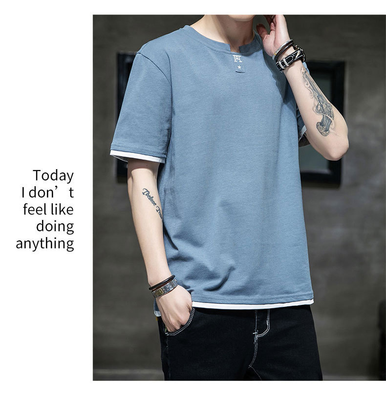 Short-sleeved T-shirt for men, Korean style, summer loose cotton T-shirt, cross-border new style, student bottom layer, half-sleeved shirt pic 54