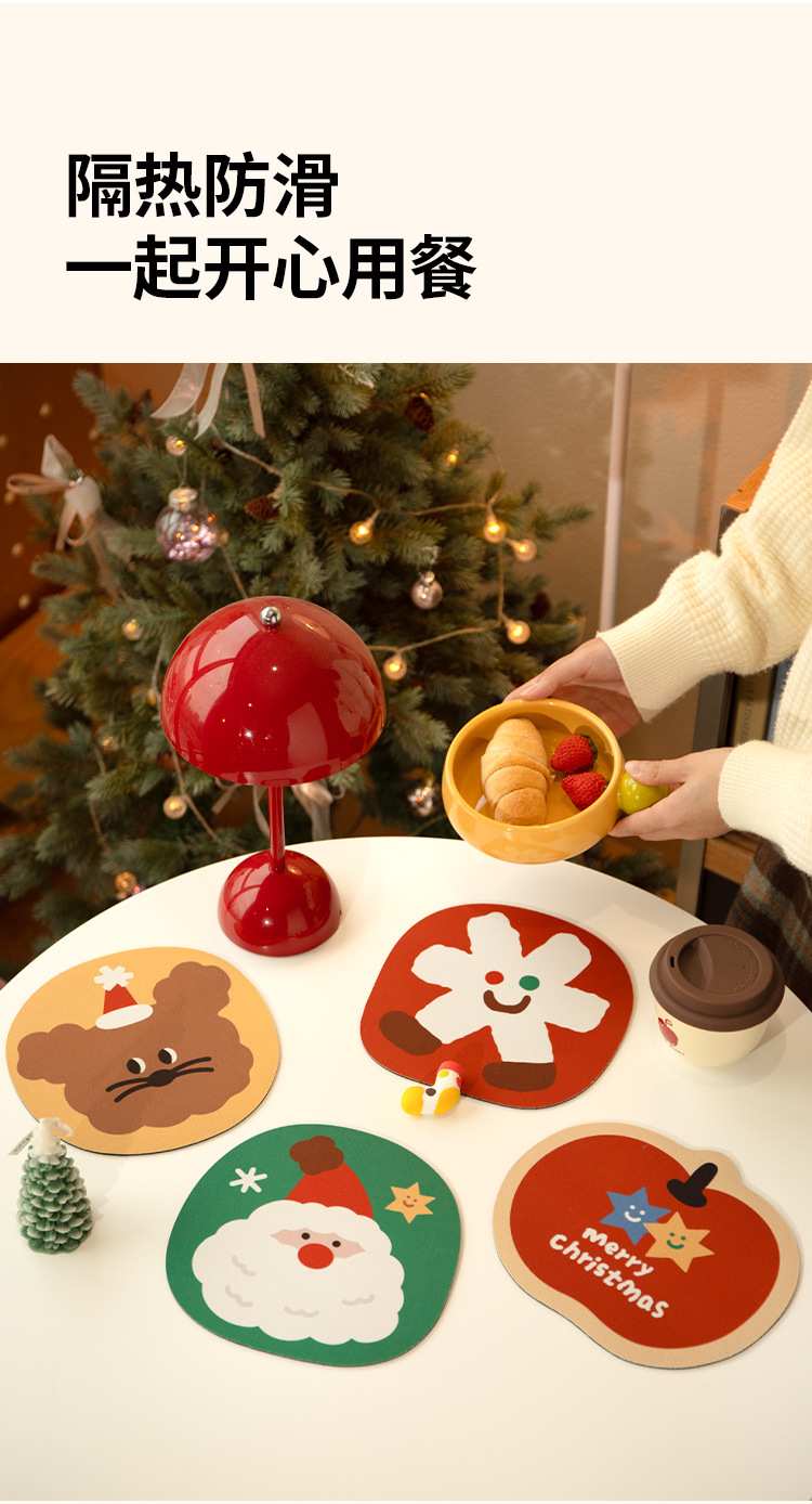 圣诞节老人硅藻泥隔热垫防烫垫桌垫多功能鼠标垫台面垫子布置用品详情4