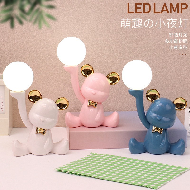 2024 New cute and fun cartoon bear night light, two-level desktop, adorable ambient light, room desktop creative gift pic 1