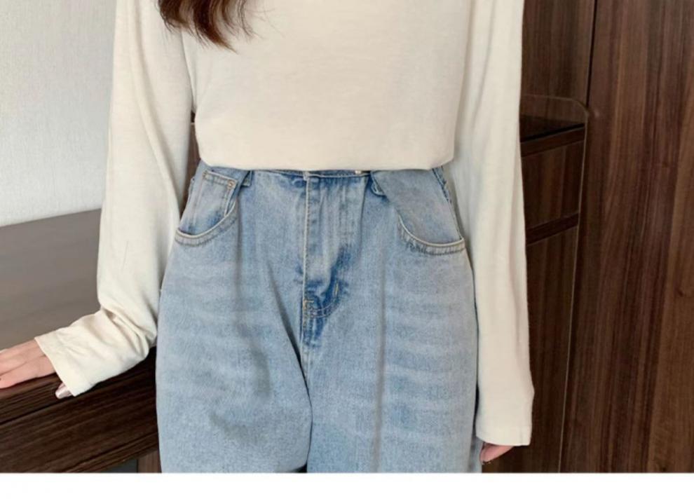 打底衫女宽松显瘦面膜T恤内搭秋冬新款软糯绒色磨毛长袖上衣代发详情22