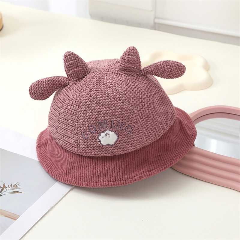 宝宝帽子秋冬新款可爱卡通动物渔夫帽春秋季男童婴幼儿灯芯绒盆帽详情8
