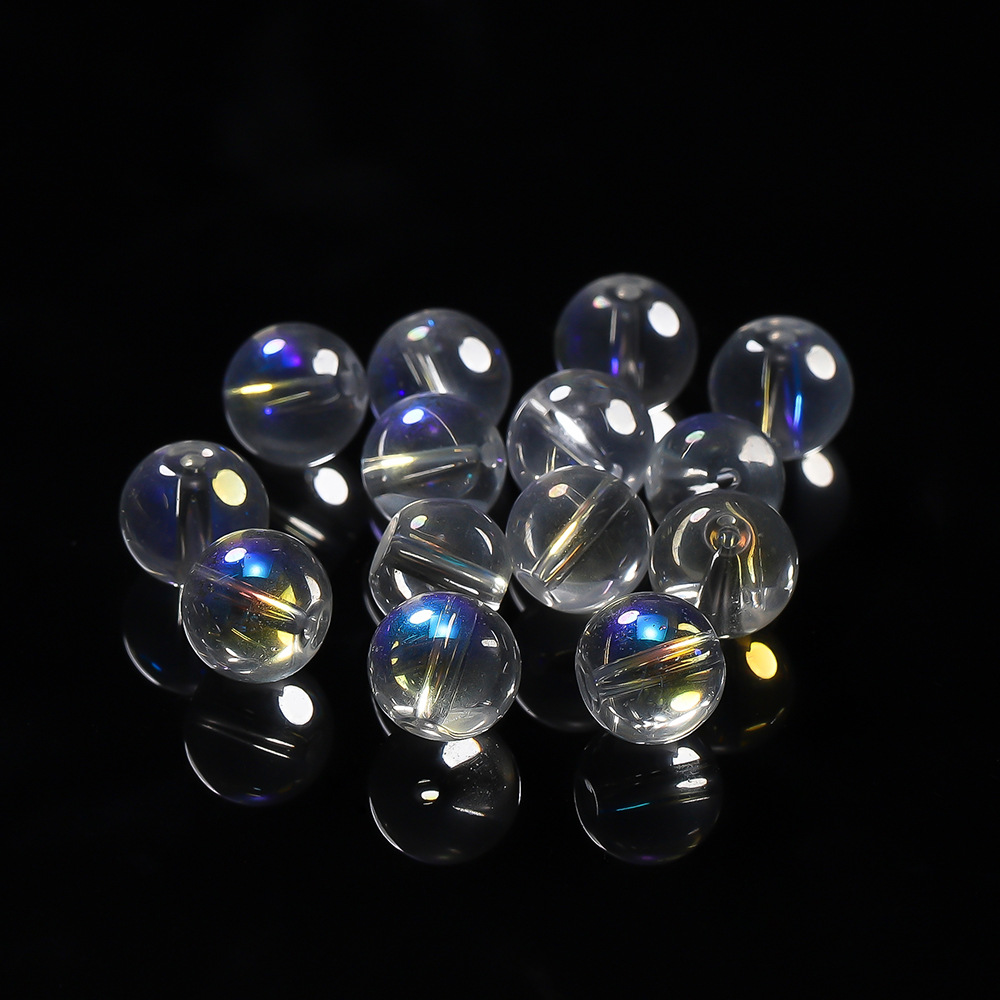 White frosted crystal moonstone, round beads, transparent glass, gradient and dazzling scattered beads, diy bracelet material pic 25