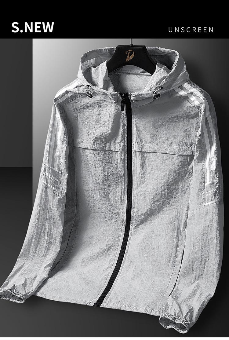 Sun protection clothing for men, ice silk trendy, ultra-thin, breathable, summer sports, UV protection, large-sized coat, skin care clothing for men, jacket for men pic 1