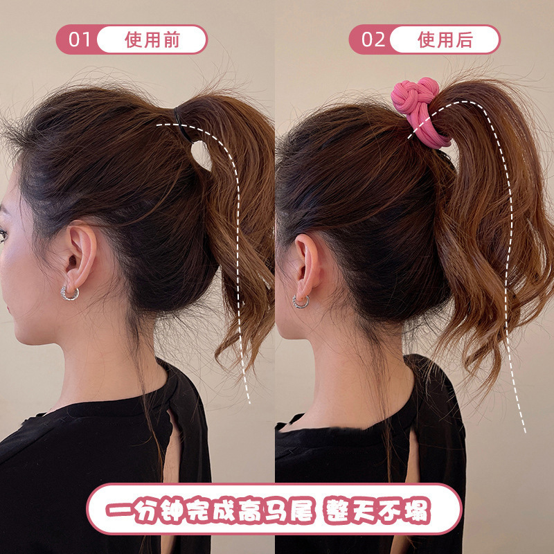 元气多巴胺发圈高马尾橡皮筋女生扎头打结头绳高弹力加粗发绳头饰详情2