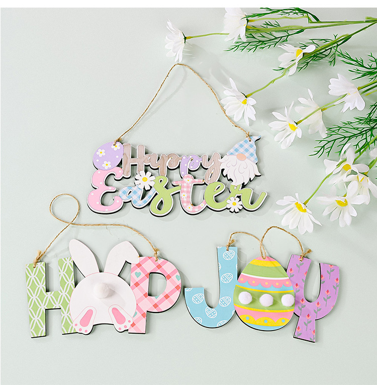 Cross-border new products: Haobei Easter Decorative wooden pendants, Easter rabbit egg pendants, and hanging ornaments pic 9