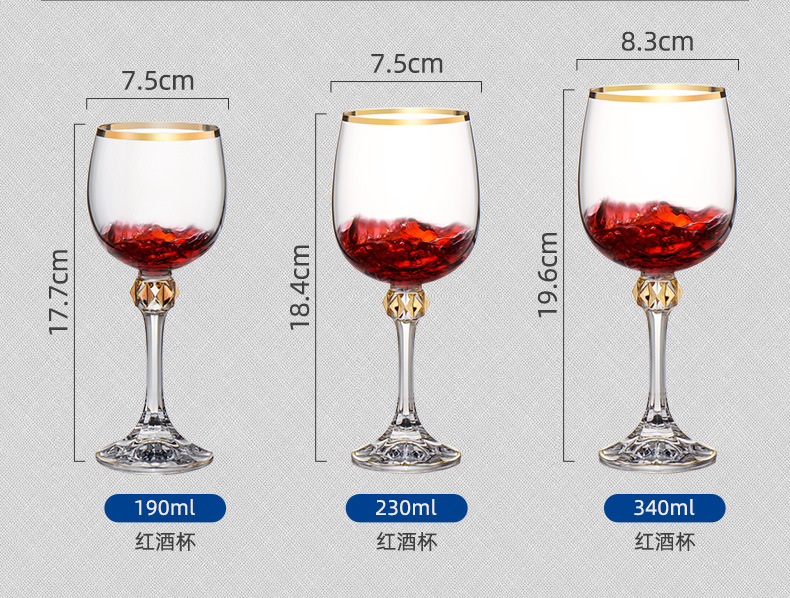 Gold-painted diamond crystal wine champagneglass, high-footed red wine glass, champagneglass pic 7