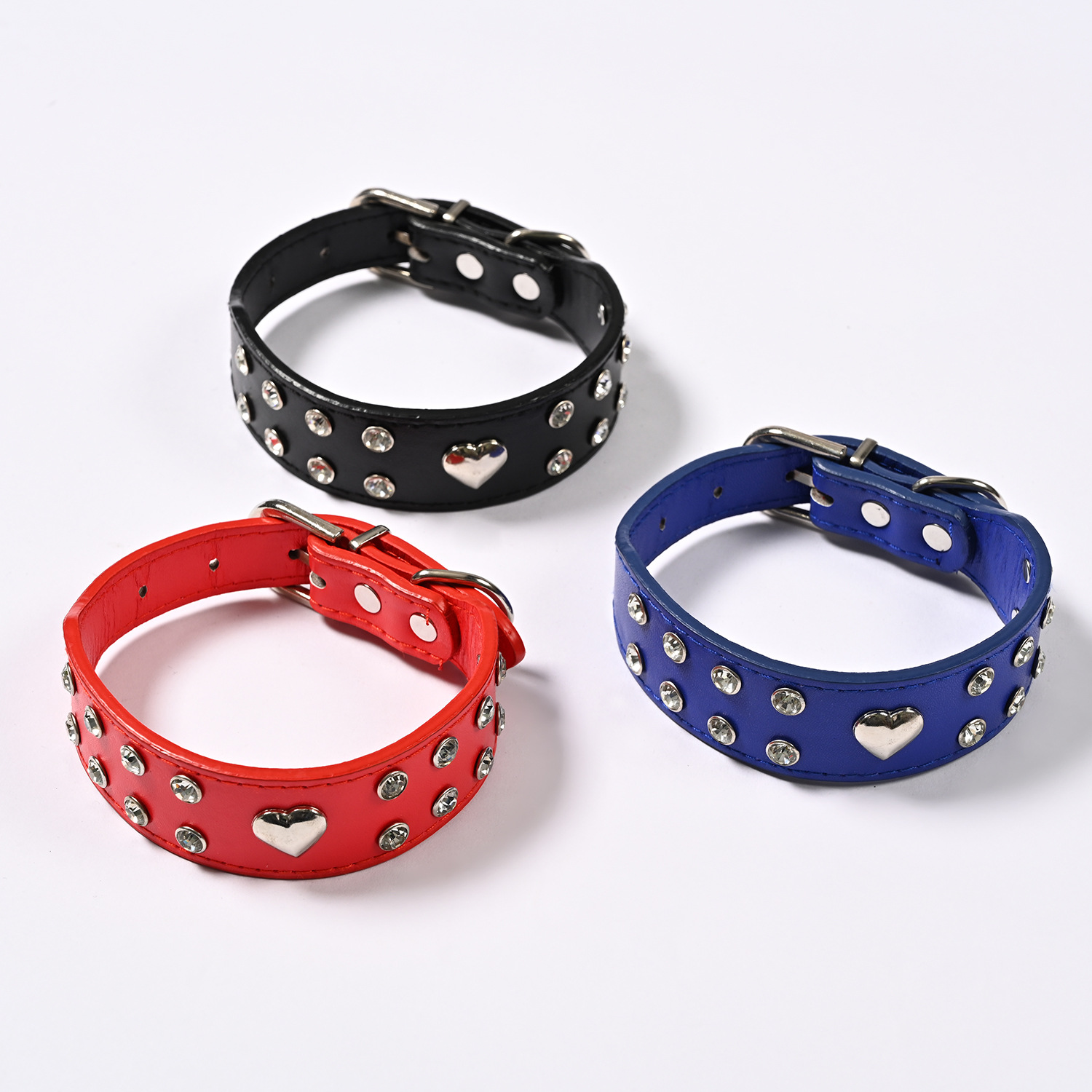 2022 New PU leather heart-shaped dog collar, pet neck collar, pet accessory, adjustable dog collar, factory wholesale pic 11