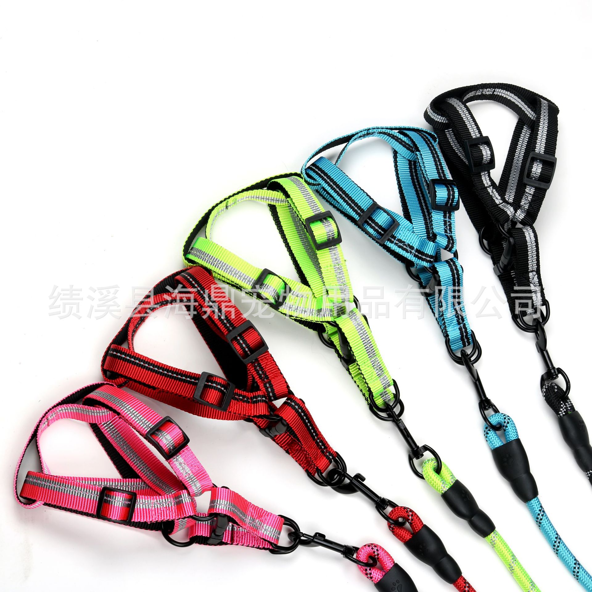 Nylon dog leash, dog leash, chest and back strap, single-line reflective silk collar, pet chest and back pic 7