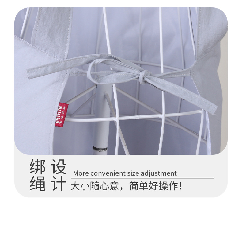 全棉双层防水布艺长围裙 康乐屋小熊围裙有袖厨房家务女围裙批发详情10