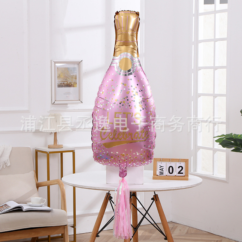 Cross-border champagne bottle aluminum film balloons, birthday declaration, wedding aluminum foil balloons, New Year party decoration and arrangement balloons pic 6