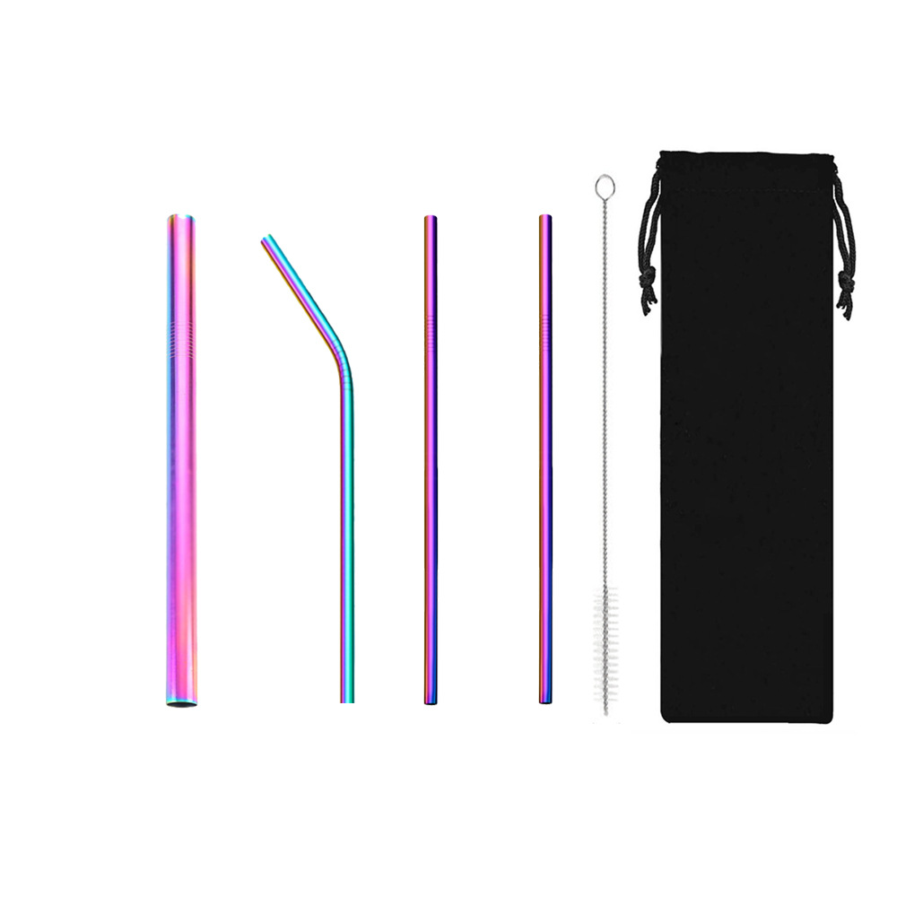 SWENO portable 304 stainless steel straw set for milk tea, coffee and beverages, colorful straw set, can be equipped with a velvet bag, portable, easy to clean, reusable stainless steel straws for outdoor and household use pic 12