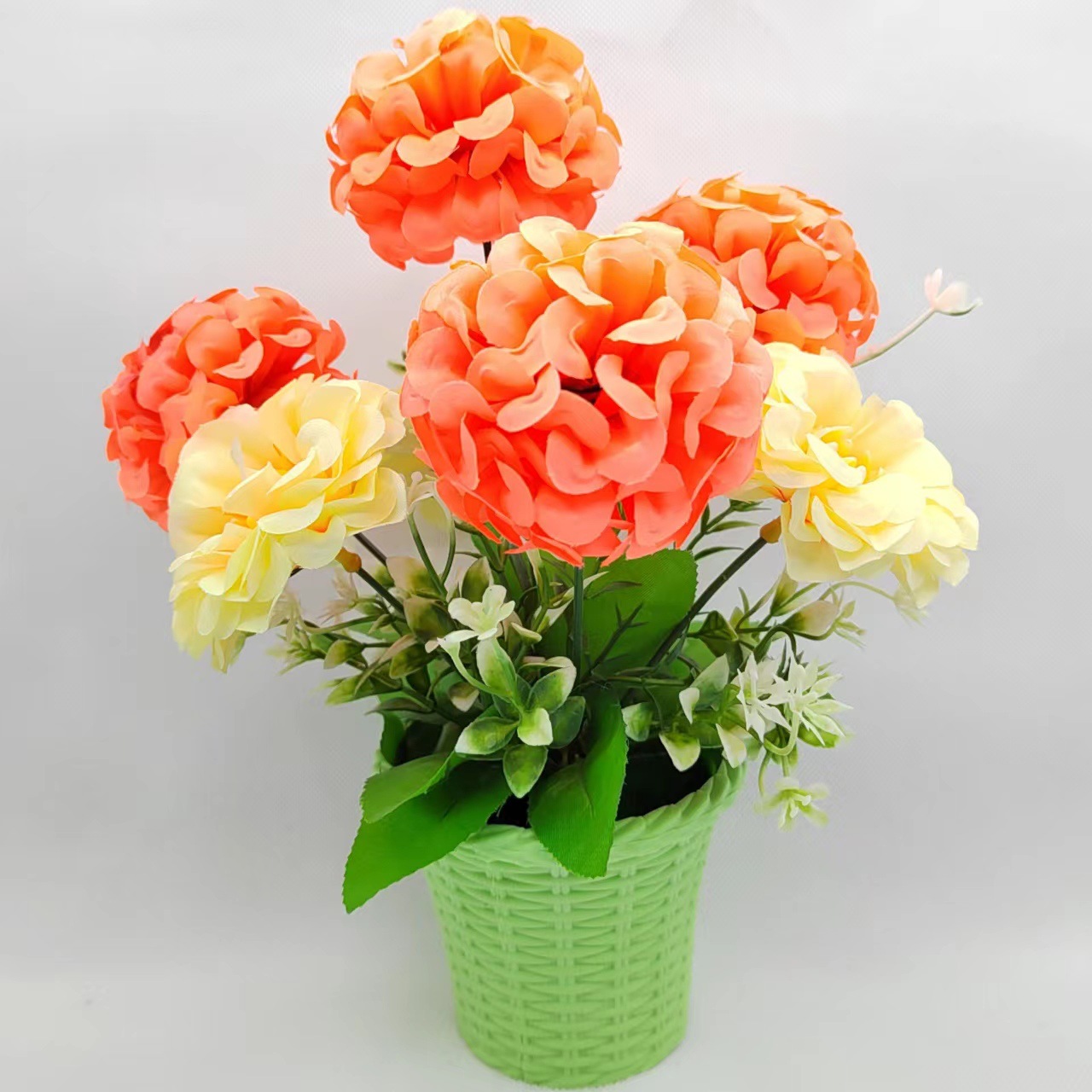 Artificial bamboo basket hydrangea bonsai ornaments, interior decoration, home desktop ornaments, artificial hydrangea artificial flower decorations pic 3