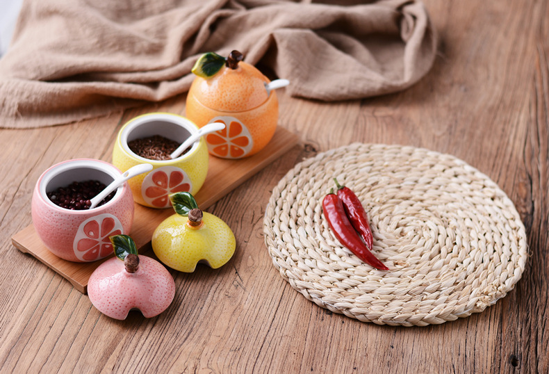 Creative Japanese kitchenware, orange ceramic seasoning bottles and jars, seasoning jars, seasoning boxes, spice jars, salt jars pic 41