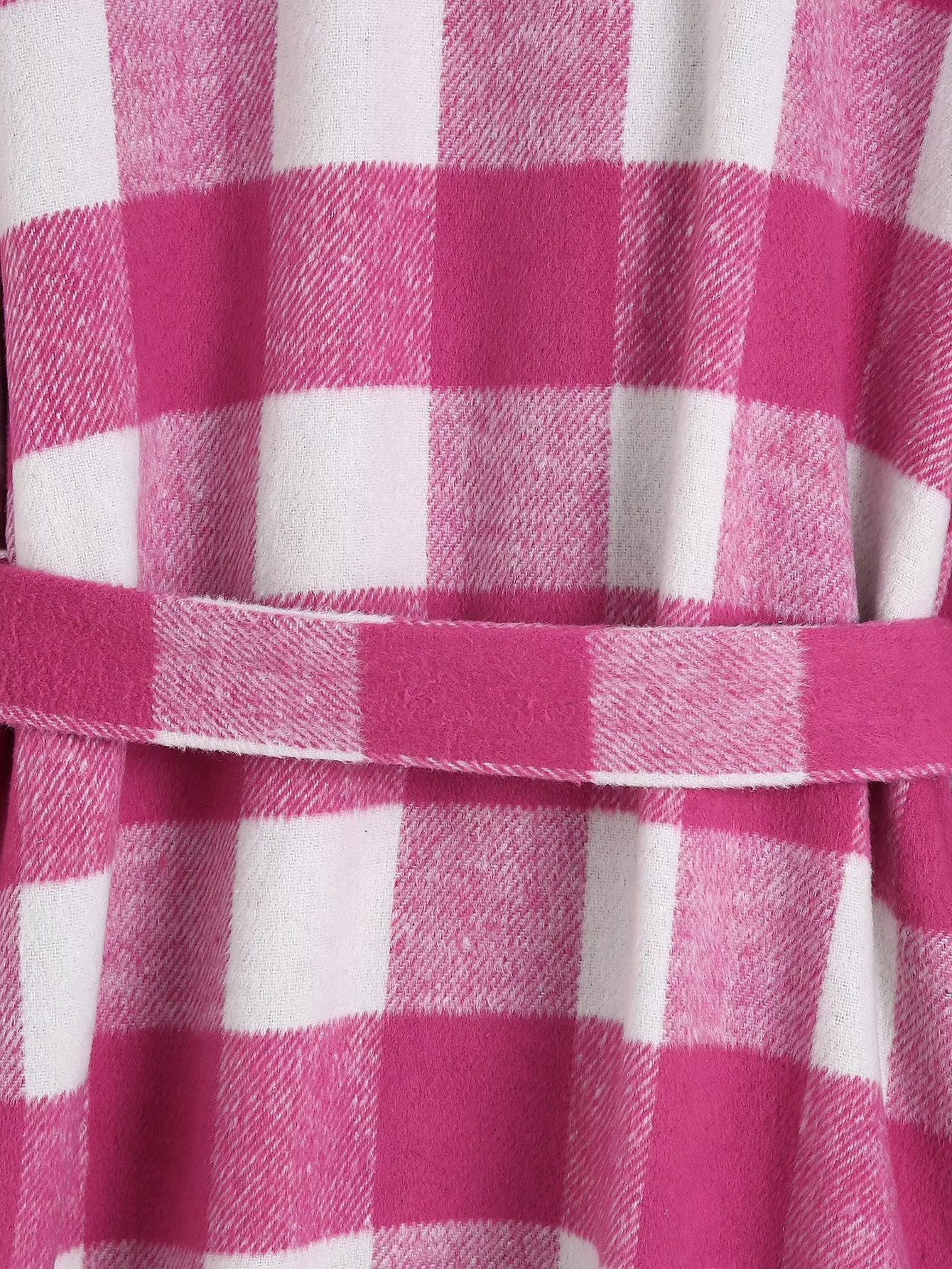 T2024跨境时尚女装 2022秋季新品 腰带格子毛呢宽松外套 5270女式详情19