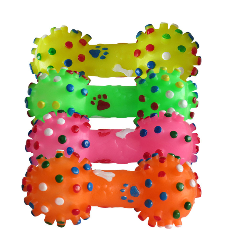 Dumbbell pet toy, rubber dumbbell, foot massage, bone sound, teeth grinding and teeth cleaning dog toy pic 7