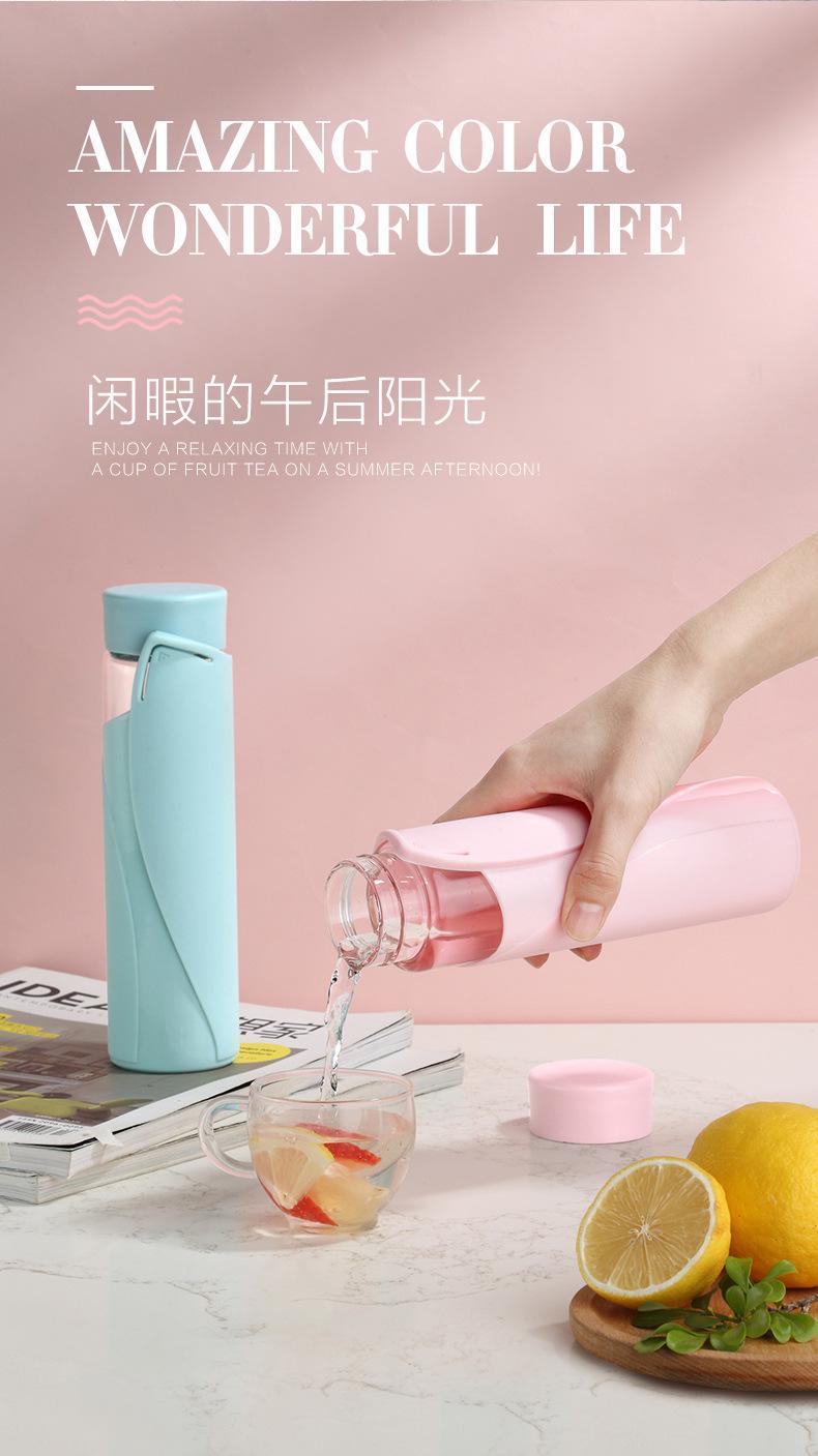 Strawberry Life Creative Glass Cup, Silicone heat insulation, portable and simple Korean version water cup, new summer cup pic 7