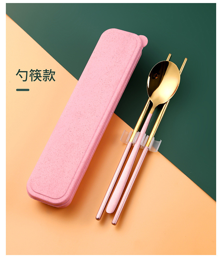 Wholesale 304 stainless steel portable tableware, student portable Korean-style knives, spoons, chopsticks, forks, spoons and chopsticks gift sets pic 25