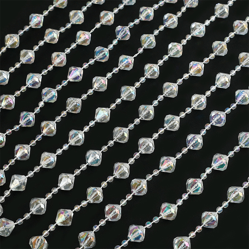 Wholesale of seven-color transparent connected beaded door curtains, diamond transparent AB colored beaded chains, wedding guiding beaded strings pic 130