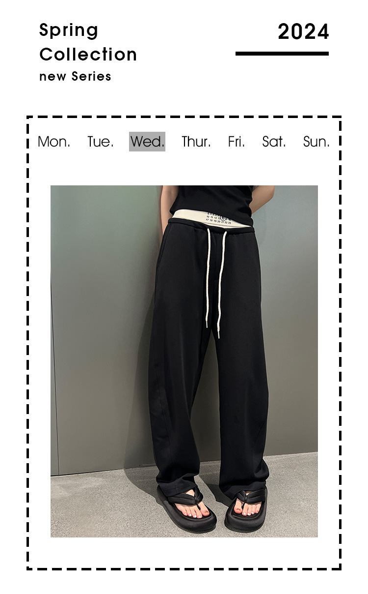 JVV SISTER十三行2024年夏季新款高腰拼接休闲直筒长裤女51938详情2