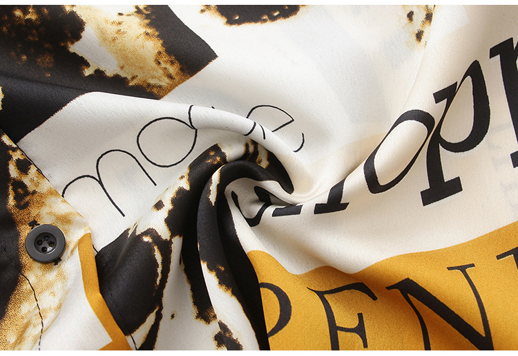 Hong Kong-style printed shirt for women, a niche design, a new 2020 early autumn style, stylish and retro Hong Kong-style chiffon long-sleeved top pic 21