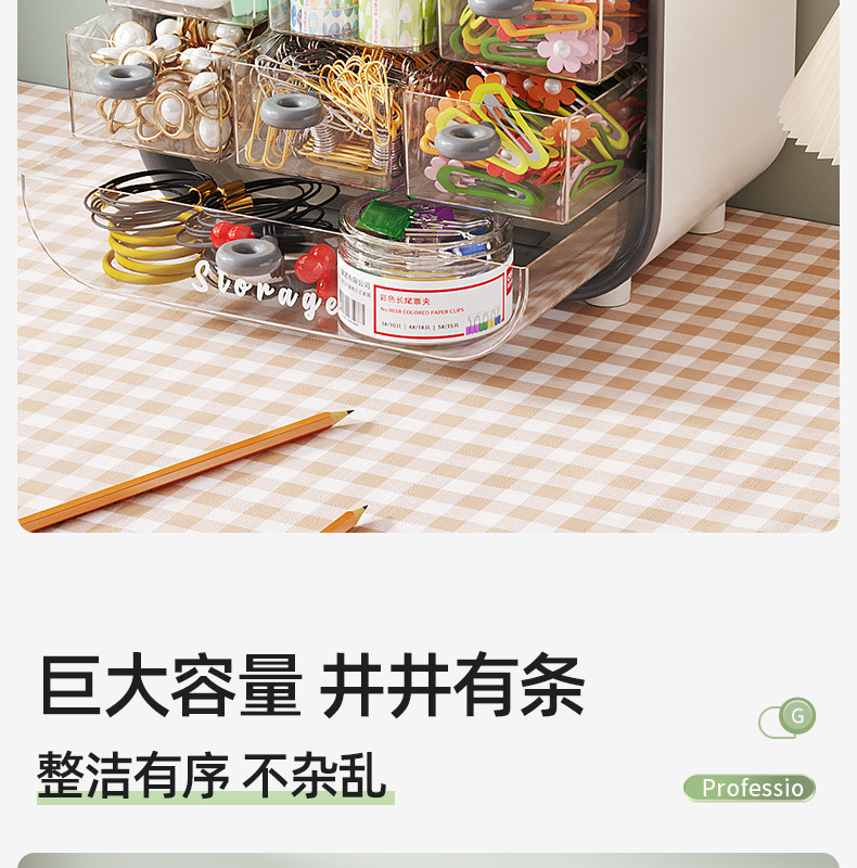 桌面收纳盒多功能整理盒文具化妆品办公室抽屉分隔学生宿舍置物架详情5