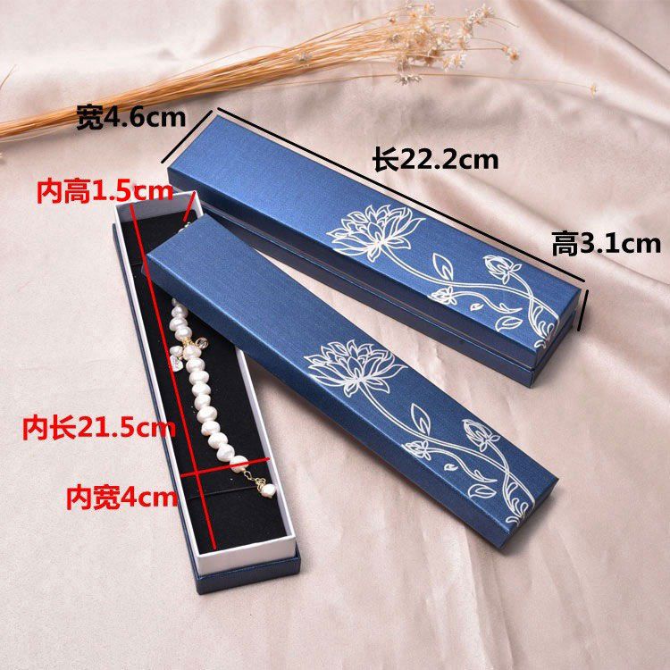 现货批发天地盖纸质发簪挂件包装盒首饰礼盒 烫银莲花项链盒子详情4