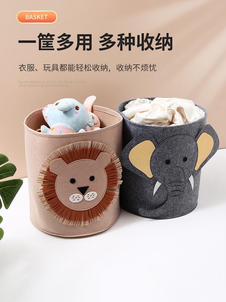 现货供应收纳桶卡通毛毡收纳筐学生高颜值杂物筐毛毡收纳桶批发详情10