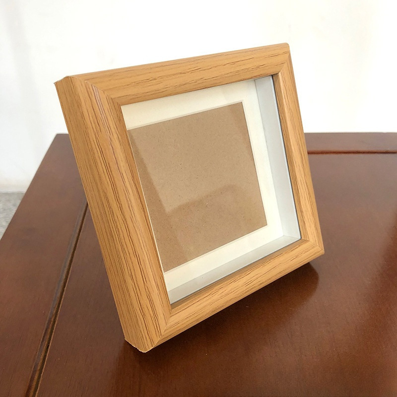 跨境DIY儿童作品框 油画棒创意装裱外框 4寸正方形迷你小相框 摆台宫格照片墙展示框详情5