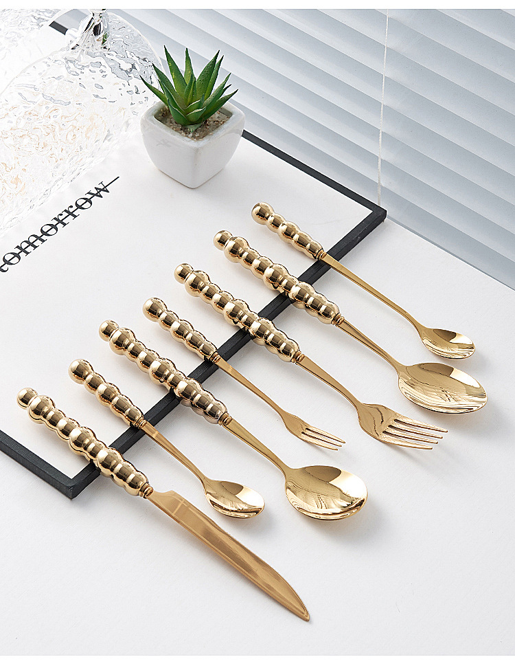 轻奢陶瓷珍珠手柄刀叉勺创意不锈钢餐具套装高颜值北欧风西餐餐具详情25