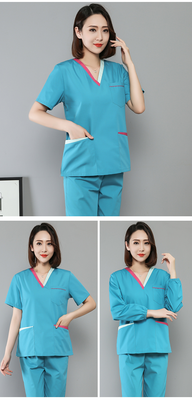 洗手衣短袖女涤棉手术衣美容院医生工作服男手术室刷手服速干套装详情9