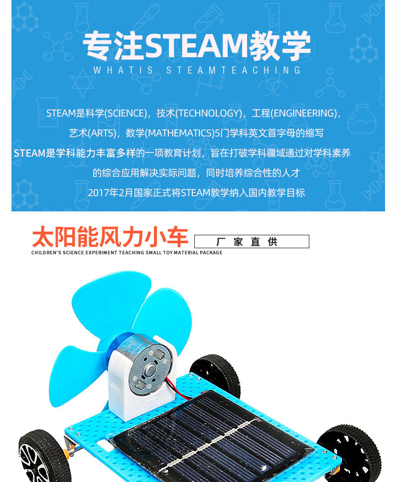 小学生玩具太阳能风力小汽车儿童益智科技小手工diy科学实验材料详情8
