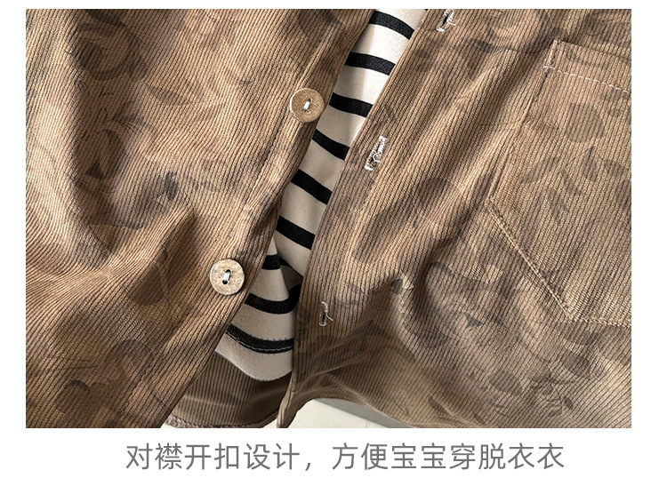 新款外套宽松气质新品男开衫女童衬衣上衣条纹童衬褂长袖儿童衬衫详情13