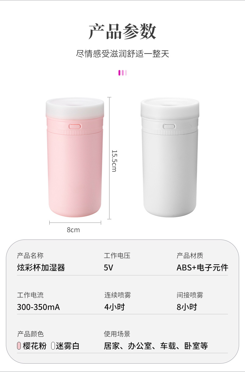 2021新款加湿器2L大容量喷雾补水USB三喷大雾量静音家用厂家代发详情13