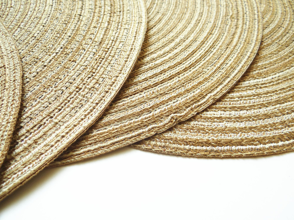 Nordic-style easy-to-maintain home dining table baking food background round heat insulation mat, cotton yarn imitation table mat pic 12
