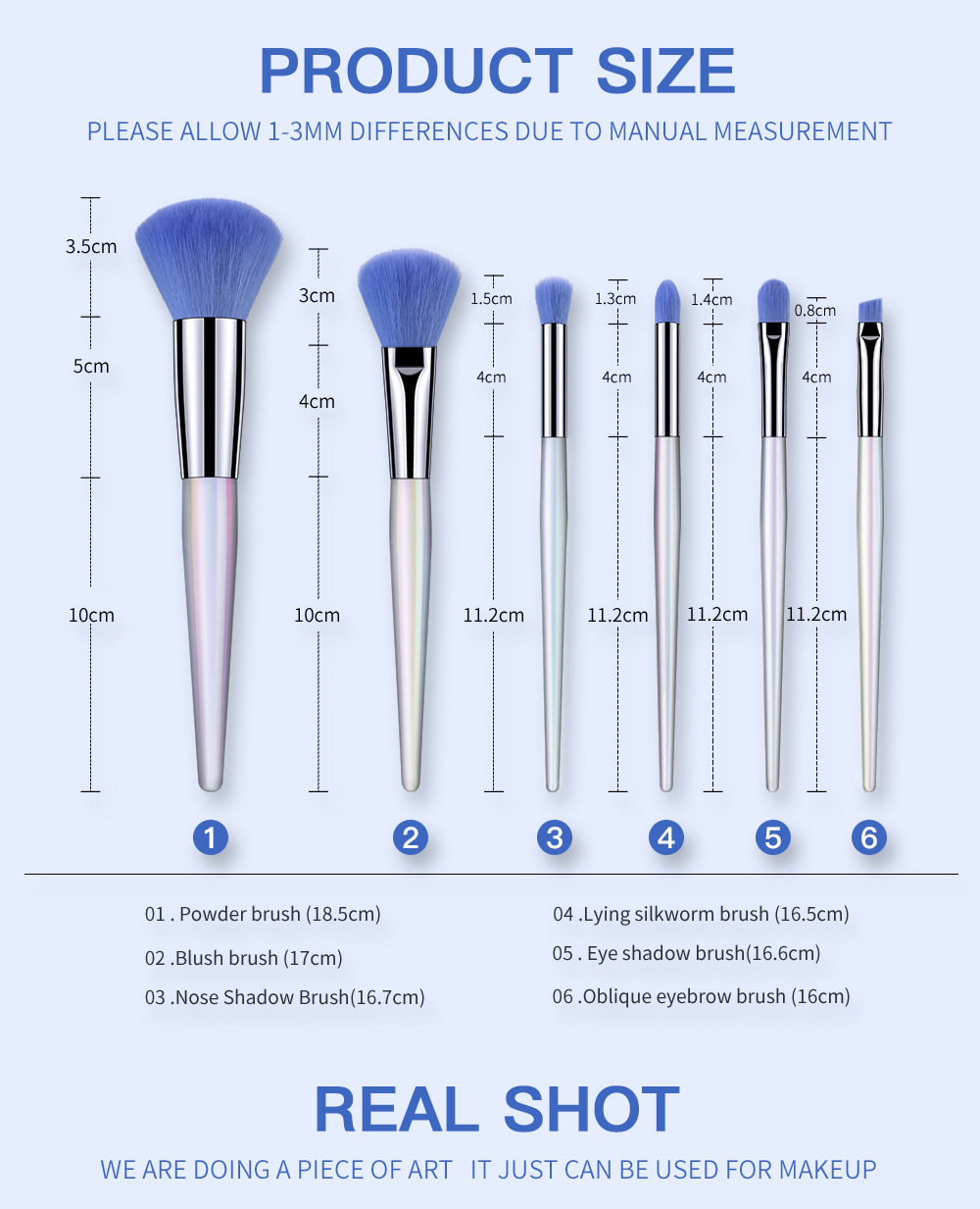 Nuevo 6pcs electrochapado mango de plástico cepillo de maquillaje cepillo de sombra de ojos cepillo de labios cepillo de cejas crossover fuente shanilak pic 9
