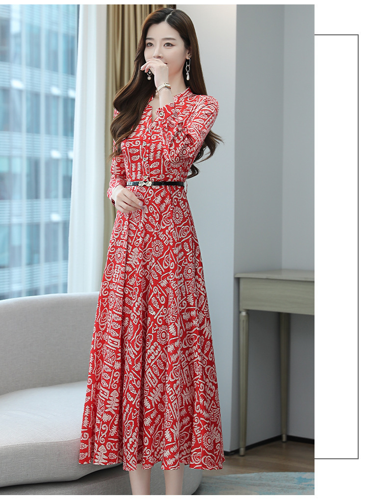 真丝女士连衣裙女春夏优雅风高端高级印花v领桑蚕丝A字长裙子新款详情17