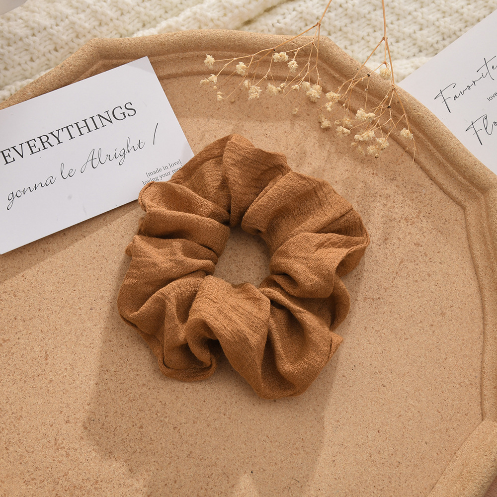 French-style large embossed design, high-end feel, solid color fat intestine rings, simple and elegant style, hair bands, hair ties, ponytail, factory batch pic 6