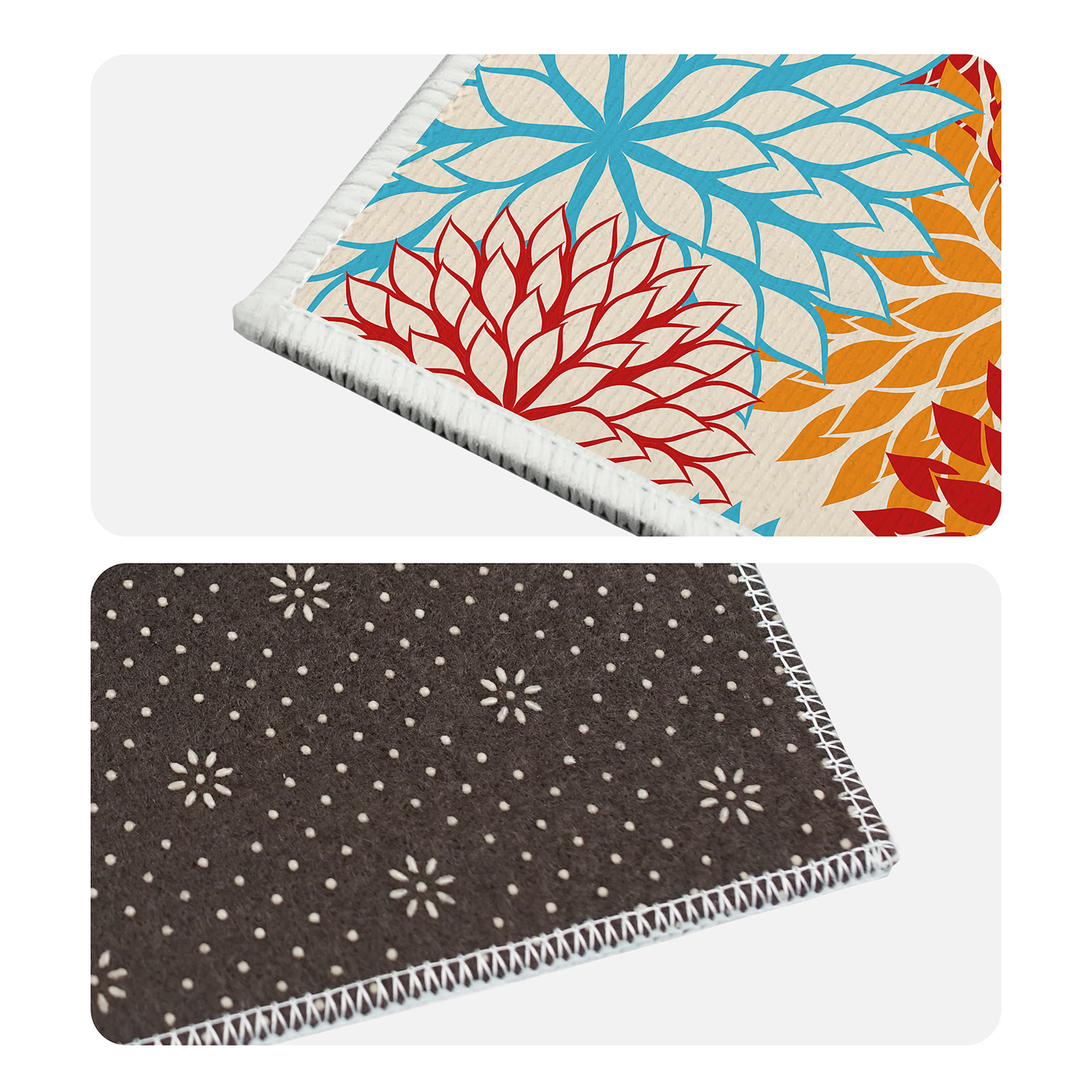 Cross-border Amazon colorful floral floor MATS, kitchen water-absorbing and anti-slip MATS, home entrance long strip floor MATS, balcony foot MATS pic 6