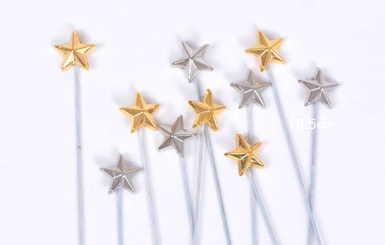 节日用品批发网红创意铂金小星星蛋糕装饰插牌百搭生日蛋糕装饰插牌 5个装详情5